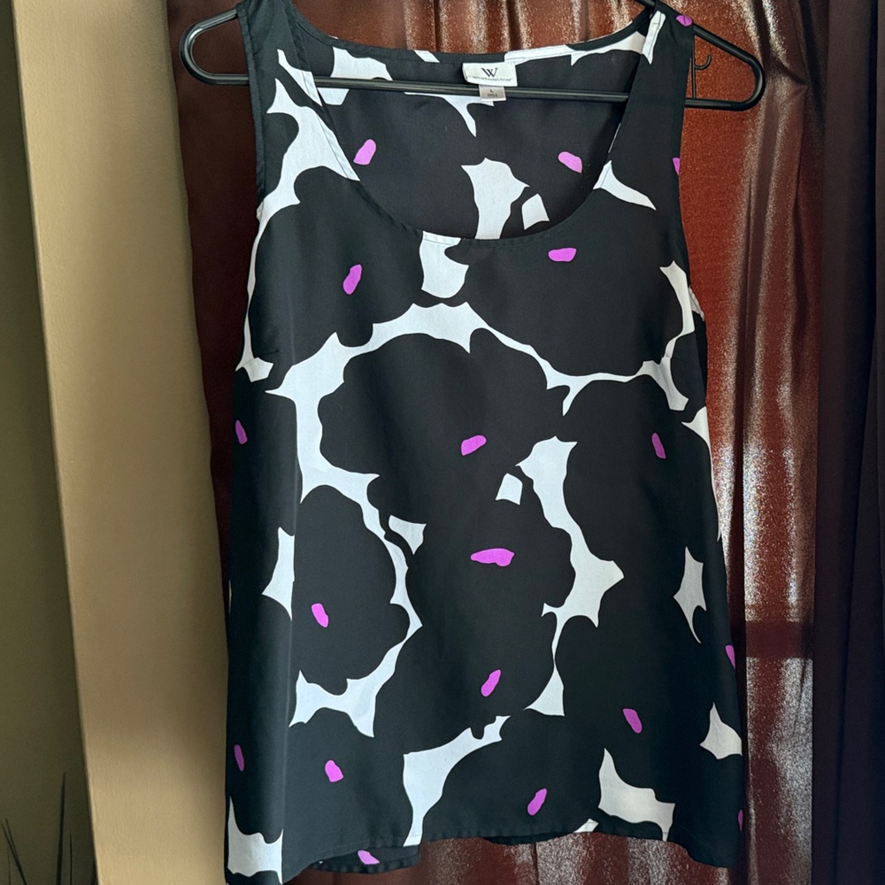Worthington Black and White Floral Tank Top